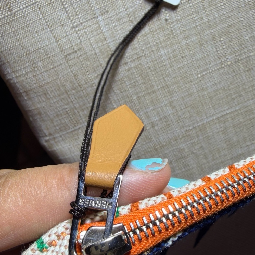 Hermes Blue and Orange jaguar toile pochette Bag - Picture 3 of 7